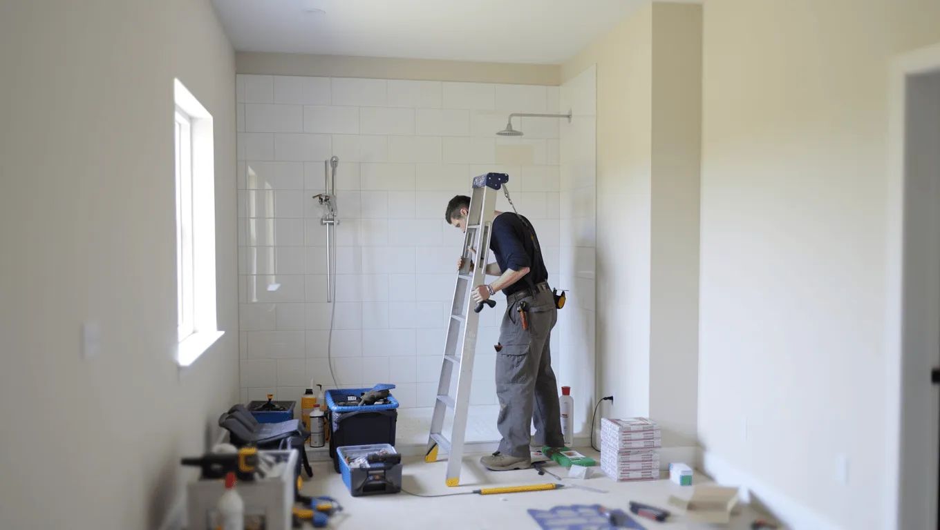 Couple reviewing bathroom remodel loan approval in Nevada.