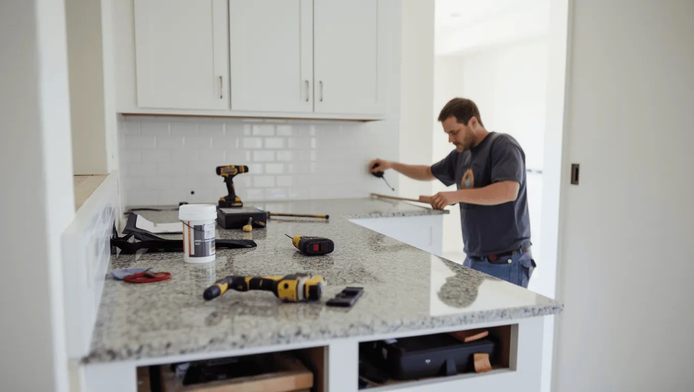 Nevada couple discussing kitchen remodel financing options.