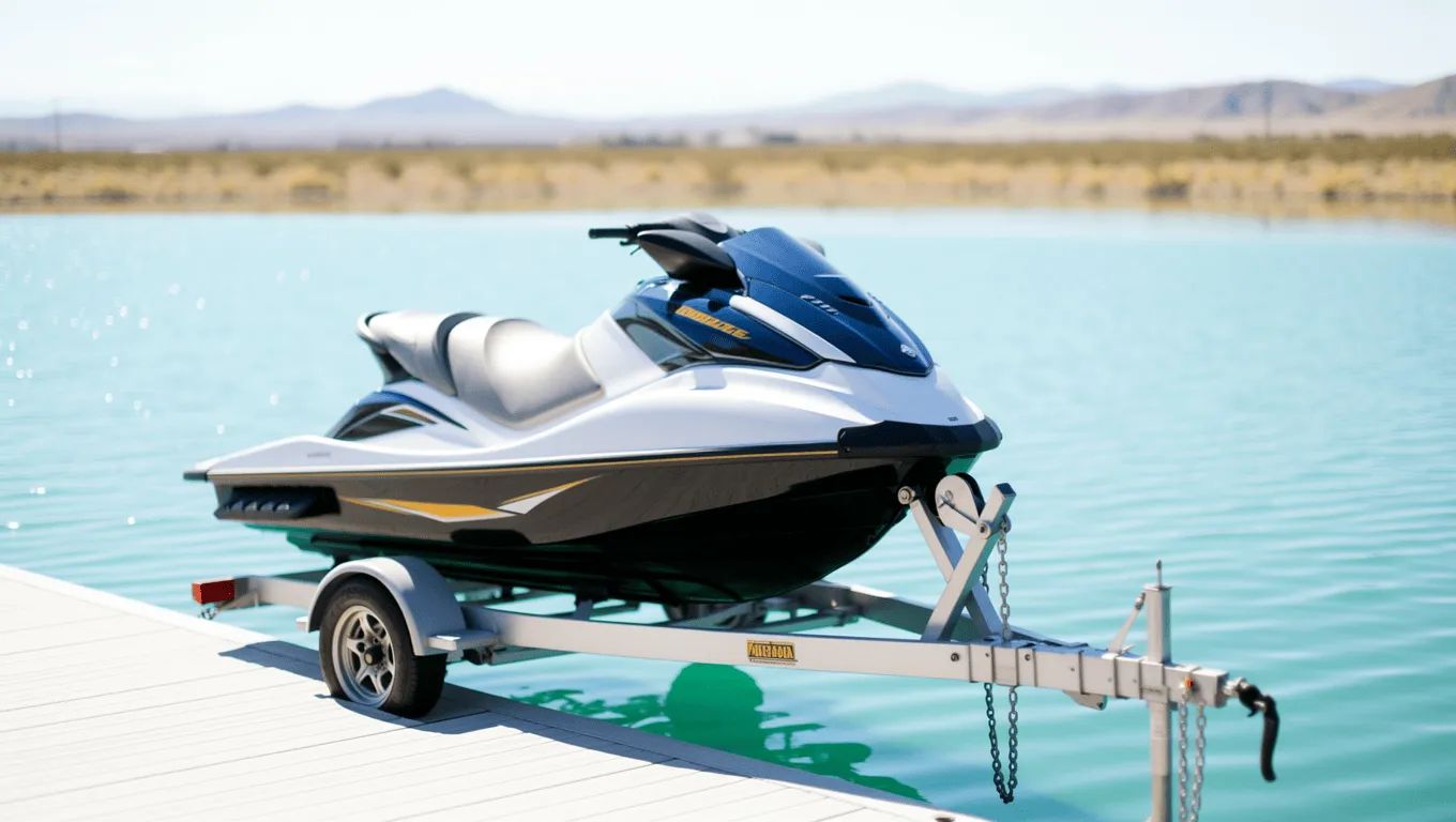Couple reviewing Nevada jet ski loan options online